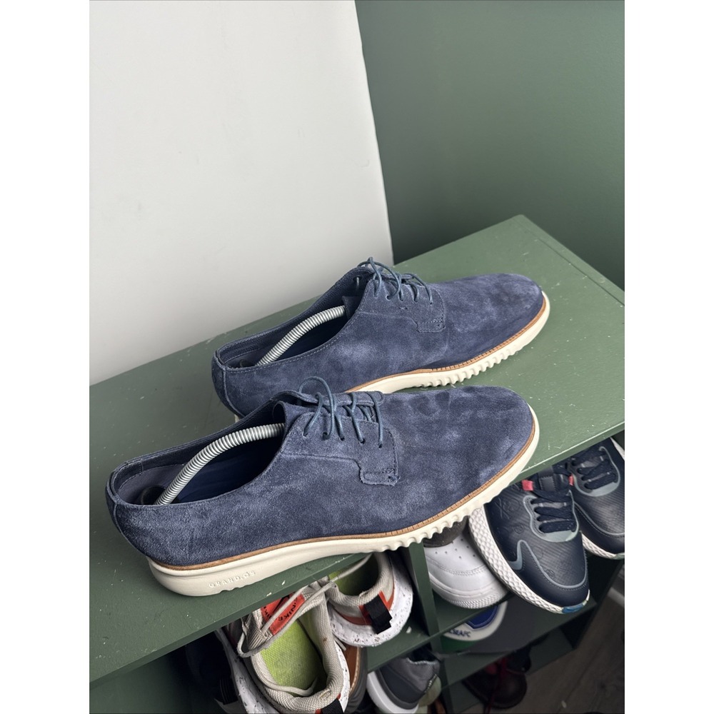 Cole Haan Zerogrsand Plain Toe Men' s Dk Blue Oxfords Suede Shoes, Sz 11m